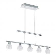 B2B Spec 200941A - 5 LT Integrated LED Linear Pendant w/ Chrome Finish & Clear Polished Glass Shades