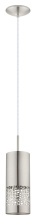 B2B Spec 201424A - 1 LT Mini Pendant w/ Satin Nickel Finish & Matte Nickel Cylinder Metal Shade