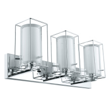 B2B Spec 201641A - 3 LT Bath/Vanity Light w/ Chrome Finish & Clear & White Glass Shades