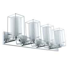 B2B Spec 201642A - 4 LT Bath/Vanity Light w/ Chrome Finish & Clear & White Glass Shades