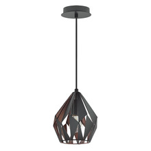 B2B Spec 202034A - 1 LT Pendant w/ Black Finish & Black w/ Copper Interior Geometric Metal Shade
