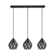 B2B Spec 202036A - 3 LT Linear Pendant w/ Black Finish & Black & Copper Shade