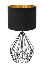 B2B Spec 202131A - 1x60W Table Lamp w/ Matte Black Finish & Black & Gold Shade