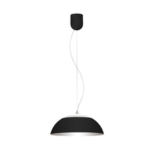 B2B Spec 202267A - 1 LT Integrated LED Pendant w/ a Black Finish & Black & White w/ Silver Interior Shade