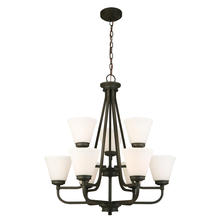 B2B Spec 202787A - 9x60W Chandelier w/ Matte Bronze Finish & Frosted Glass