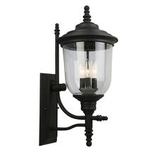 B2B Spec 202801A - 3x60W Outdoor Wall Light w/ Matte Black Finish and Clear Seeded Glass