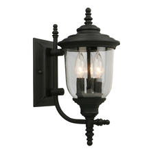 B2B Spec 202803A - 3x60W Outdoor Wall Light w/ Matte Black Finish and Clear Seeded Glass