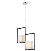 B2B Spec 202817A - 2 LT Multi Light Pendant w/ Black & Chrome Finish & Opal Glass Shades