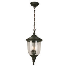 B2B Spec 202879A - 3x60W Outdoor Pendant w/ Matte Bronze Finish & Clear Seedy Glass