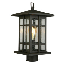 B2B Spec 202889A - 1 LT Outdoor Post Light w/ Matte Bronze Finish & Clear Seeded Glass Shade