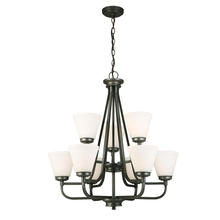 B2B Spec 202902A - 9x60W Chandelier w/ Graphite Finish & Frosted Glass