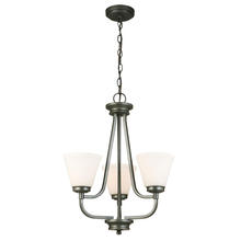 B2B Spec 202903A - 3 LT Chandelier w/ Graphite Finish & White Frosted Glass Shades