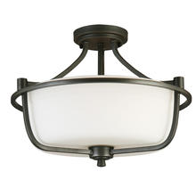 B2B Spec 202904A - 3 LT Semi Flush Ceiling Light w/ Graphite Finish & Frosted Glass Shades
