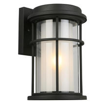 B2B Spec 203026A - 1x60W Outdoor Wall Light w/ MatteBlack Finish & Frosted Inner Glass surrounded by a Clear