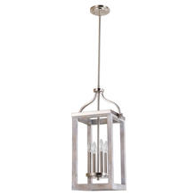 B2B Spec 203106A - 4x60W Pendant w/ Acacia Wood & Brushed Nickel finish