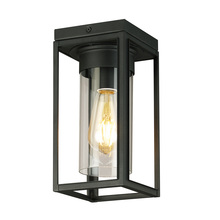 B2B Spec 203667A - 1x60W Outdoor Flush Mount With Matte Black Finish & Clear Glass