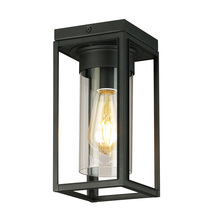 B2B Spec 203667A - 1 LT Outdoor Flush Mount w/ Matte Black Finish & Clear Glass Shade