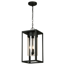 B2B Spec 203669A - 3 LT Outdoor Pendant w/ Matte Black Finish & Clear Glass Shade