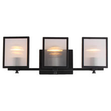 B2B Spec 203729A - 3 LT Bath/Vanity Light w/ Black Finish, Clear Reeded Glass Shade & Chrome Socket Holders