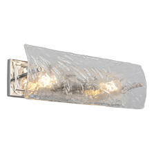 B2B Spec 203992A - 2x60W Vanity Light w/ Polished Nickel Finish & Clear Hand Sculpted Glass