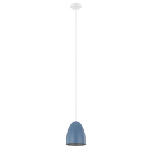 B2B Spec 204084A - 1 LT Pendant w/ Pastel Dark Blue  & Silver Metal Shade