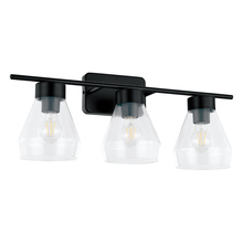 B2B Spec 204094A - 3 LT Bath/Vanity Light w/ Matte Black Finish & Clear Glass Shades