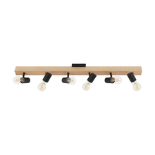 B2B Spec 204198A - 6 LT Open Bulb Track Light w/ a Natural Wood & Black Finish