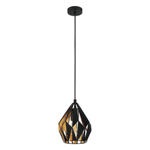 B2B Spec 204241A - 1 LT Pendant w/ Black Finish & Black w/ Gold Leaf Interior Geometric Metal Shade