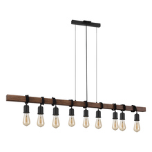 B2B Spec 204242A - 9 LT Open Bulb Linear Pendant w/ Black & Dark Brown Wood Finish