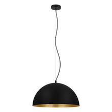 B2B Spec 204319A - 1 LT Pendant w/ Black Finish & Black w/ Gold Leaf Interior Shade