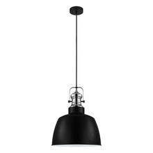 B2B Spec 204367A - 1 LT Pendant w/ Matte Black Finish & Matte Black Metal Shade w/ Chrome Accent