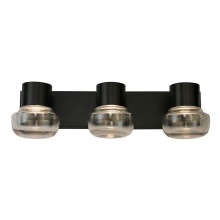 B2B Spec 204452A - 3 LT Integrated LED Bath/Vanity light w/ Black Finish & Clear Glass Shades