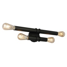 B2B Spec 204469A - 4 LT Bath/Vanity Light w/ Double Bars in a Black Finish & Open Bulbs