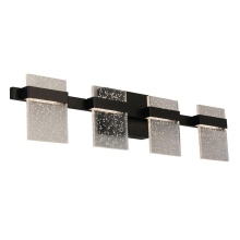 B2B Spec 204488A - 4 LT Integrated LED LED Bath/Vanity Light w/ Black Finish & Clear Seedy Acrylic Shade