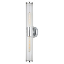 B2B Spec 204541A - 2 LT Bath/Vanity Light w/ Chrome Finish & Groved Clear Glass Shade
