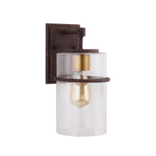 B2B Spec 204544A - 1 LT Outdoor Wall Light w/ Rust Color Finish w/ Gold accent & Clear Seeded Glass