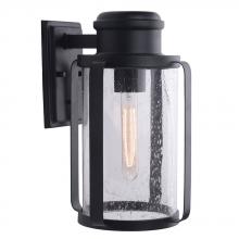 B2B Spec 204559A - 1 LT Outdoor Wall Light w/ Black Finish & Clear Seeded Glass Shade