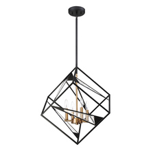 B2B Spec 204586A - 4 LT Geometric Open Frame Pendant w/ Black Finish w/ Gold & Clear Glass Accents