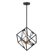 B2B Spec 204587A - 3 LT Geometric Open Frame Pendant w/ Black Finish w/ Gold & Clear Glass Accents