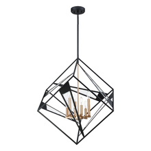 B2B Spec 204588A - 6 LT Geometric Open Frame Pendant w/ Black Finish w/ Gold & Clear Glass Accents