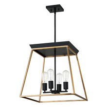 B2B Spec 204595A - 4 LT Open Frame Pendant w/ Brushed Gold & Matte Black Finish