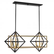 B2B Spec 204684A - 6 LT Open Frame Geometric Pendant w/ an Antique Gold & Black Finish