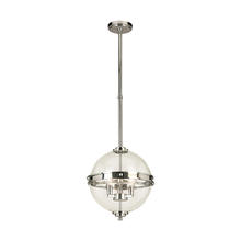 B2B Spec 204701A - 3 LT Pendant w/ Chrome Finish & Clear Shere Shaped Glass Shade