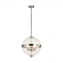 B2B Spec 204702A - 6 LT Pendant w/ Chrome Finish & Clear Sphere Shaped Glass Shade