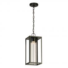 B2B Spec 204708A - 1 LT Integrated LED Outdoor Pendant w/ Black Finish & Clear Seeded Glass Shade