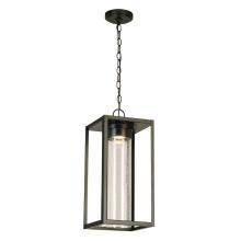 B2B Spec 204709A - 1 LT Integrated LED Outdoor Pendant w/ Black Finish & Clear Seeded Glass Shade