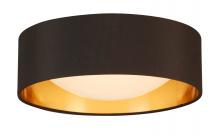 B2B Spec 204717A - Integrated LED 12" Ceiling Light w/ Black & Gold Fabric Shade & White Acrylic Diffuser