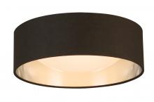 B2B Spec 204718A - Integrated LED 12" Ceiling Light w/ Black & Brushed Nickel Fabric Shade w/ White Acrylic Diffuse
