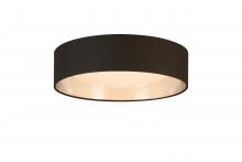 B2B Spec 204722A - Integrated LED 16" Ceiling Light w/ Black & Brushed Nickel Fabric Shade w/ White Acrylic Diffuse