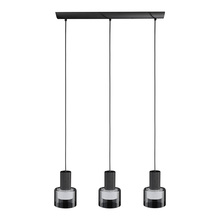 B2B Spec 204822A - 3 LT Linear Pendant w/ Black Finish & White Interior & Clear Outer Glass Shade
